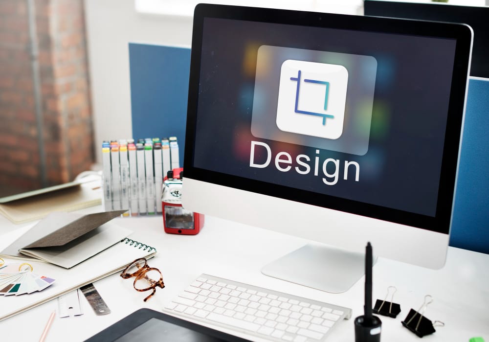Brand guideline book open on desk